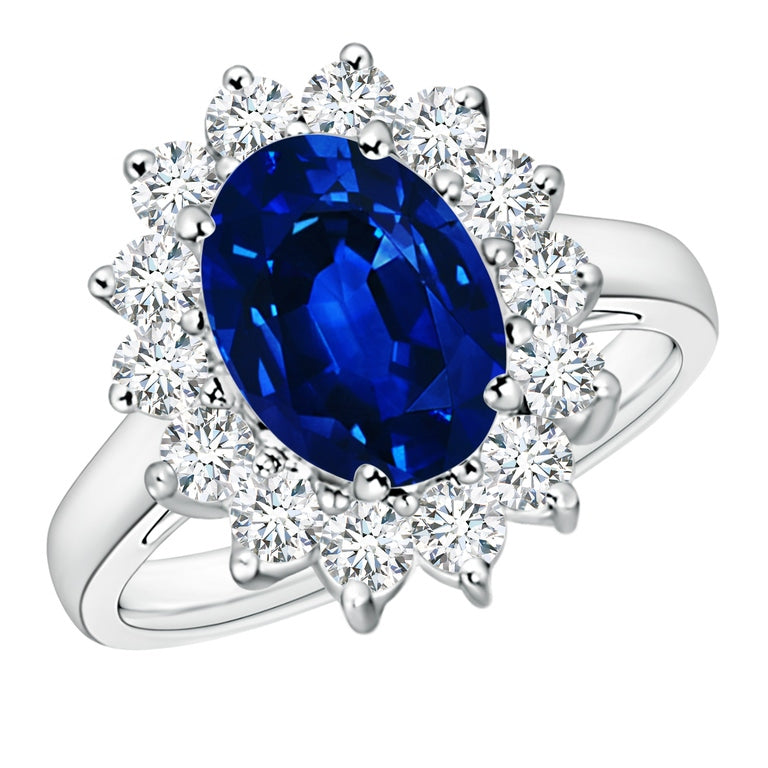 3.00ctw AGI Certified G/VS Princess Diana Inspired 14K White Gold Lab Grown Sapphire Diamond Ring