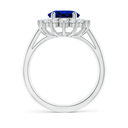 3.00ctw AGI Certified G/VS Princess Diana Inspired 14K White Gold Lab Grown Sapphire Diamond Ring