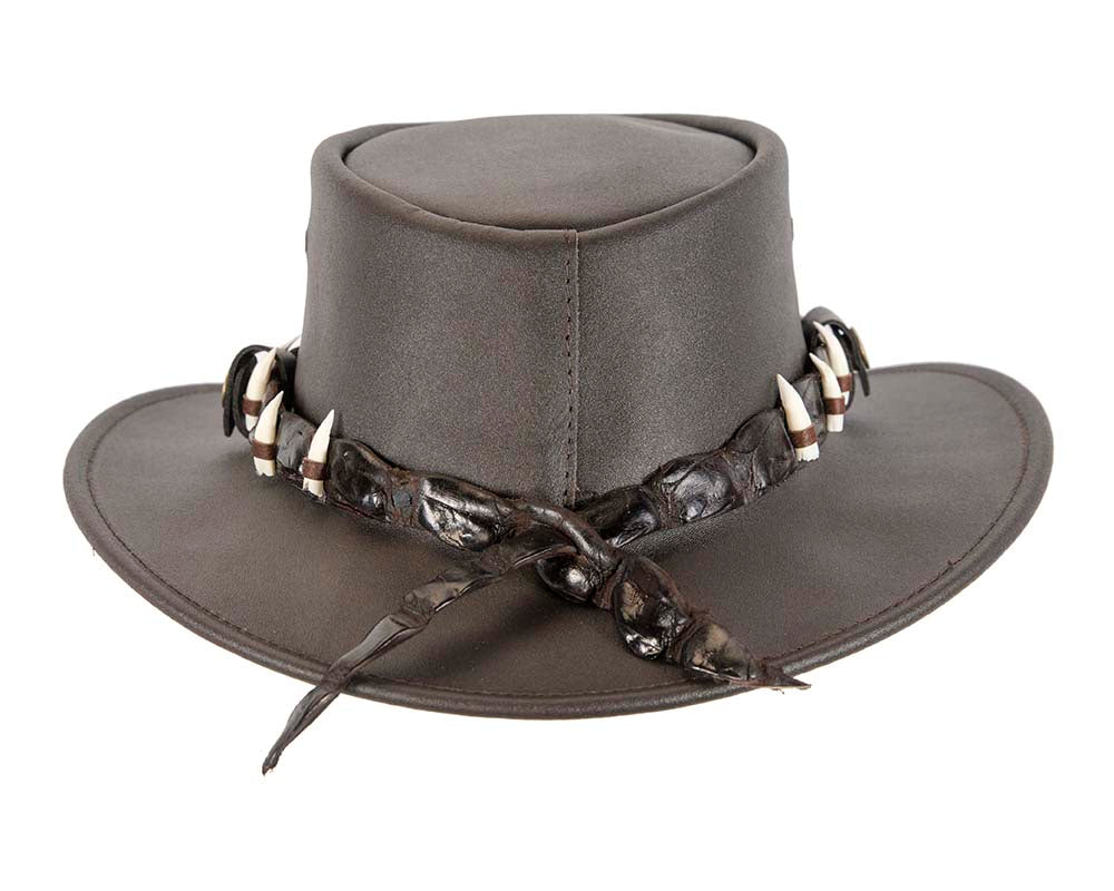 Australian Leather Outback Jacaru Hat with 15 Crосоdile Teeth