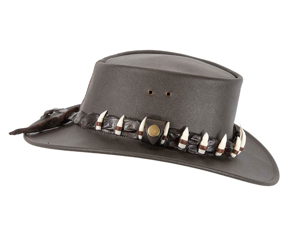 Australian Leather Outback Jacaru Hat with 15 Crосоdile Teeth