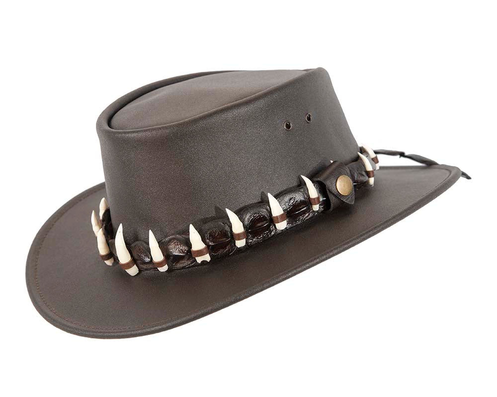 Australian Leather Outback Jacaru Hat with 15 Crосоdile Teeth