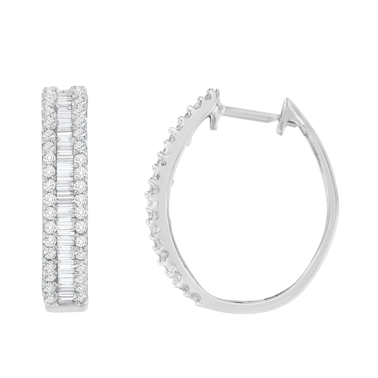 10K White Gold Diamond Hoop Earrings (3/4 cttw, I-J Color, I2-I3 Clarity)