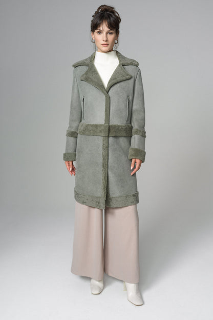 2in1 Mint Shearling Fur Overcoat