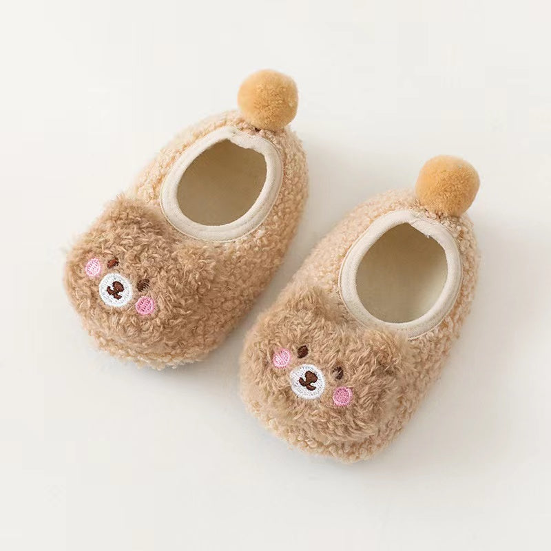 Baby 3D Cartoon Bear Patched Pattern Non-Slip Warm Shoes