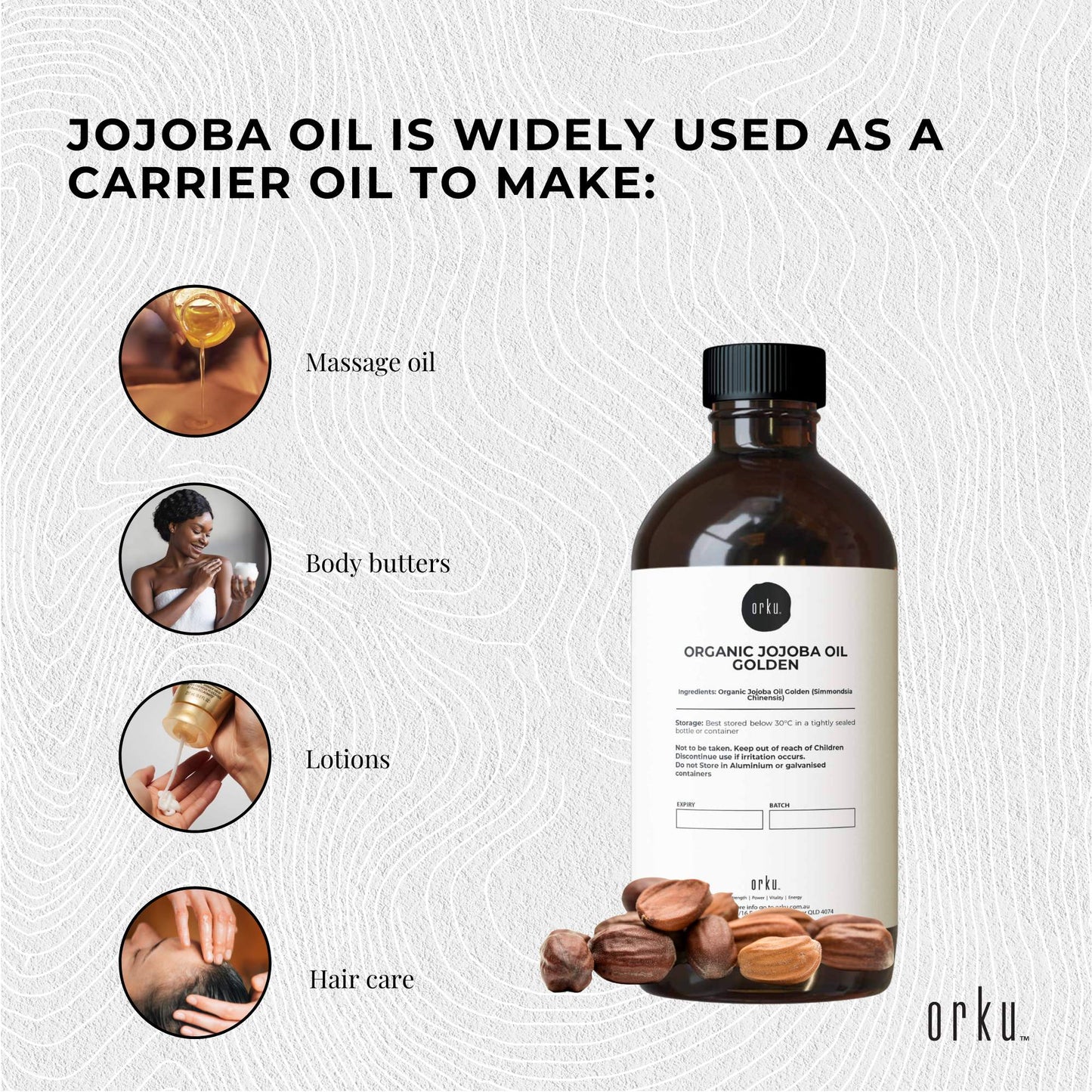 1L Organic Jojoba Oil - Golden Pure Cold Pressed Seed For Hair Skin Nails