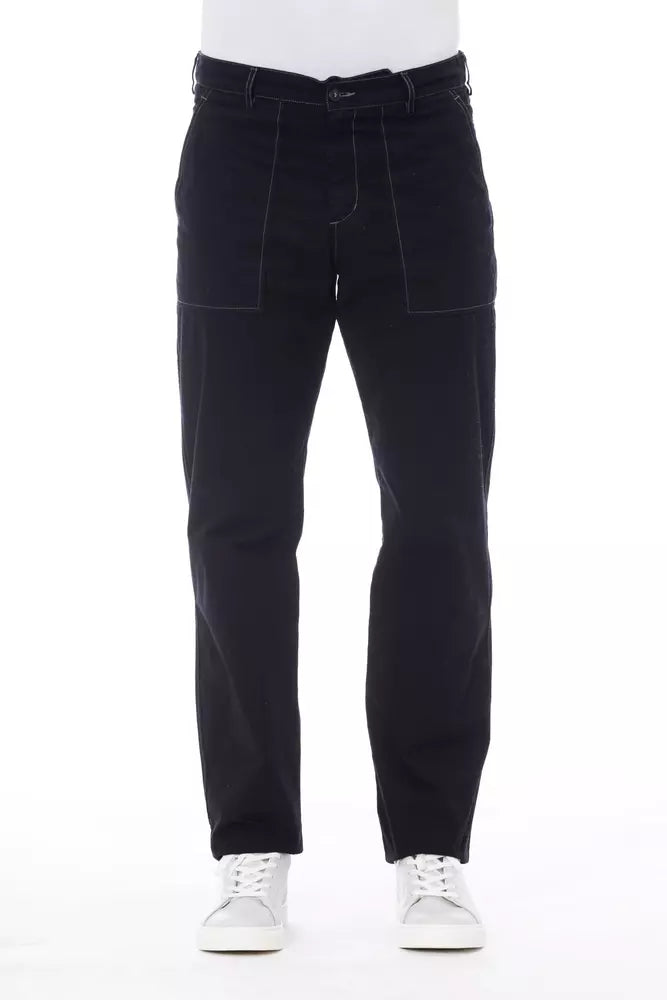 Alpha Studio Blue Cotton Men Pants