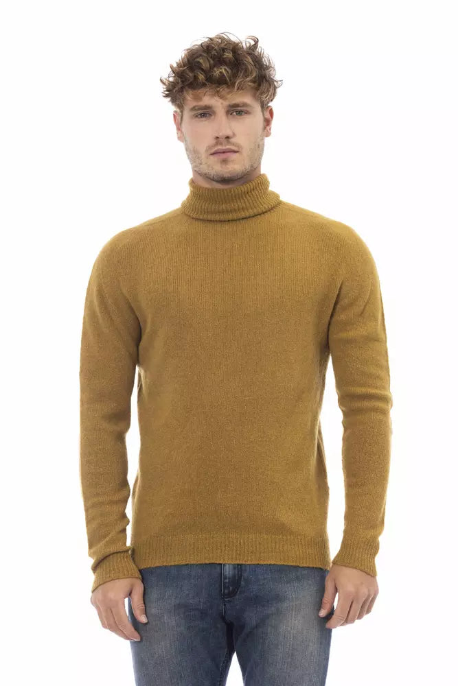 Alpha Studio Brown Alpaca Men Sweater