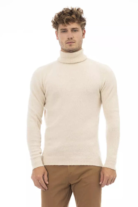 Alpha Studio Beige Alpaca Men Sweater