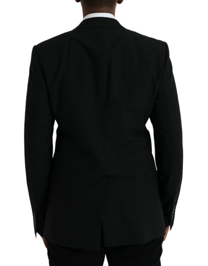 Dolce & Gabbana Black Crown Bee MARTINI Single Breasted Coat Blazer