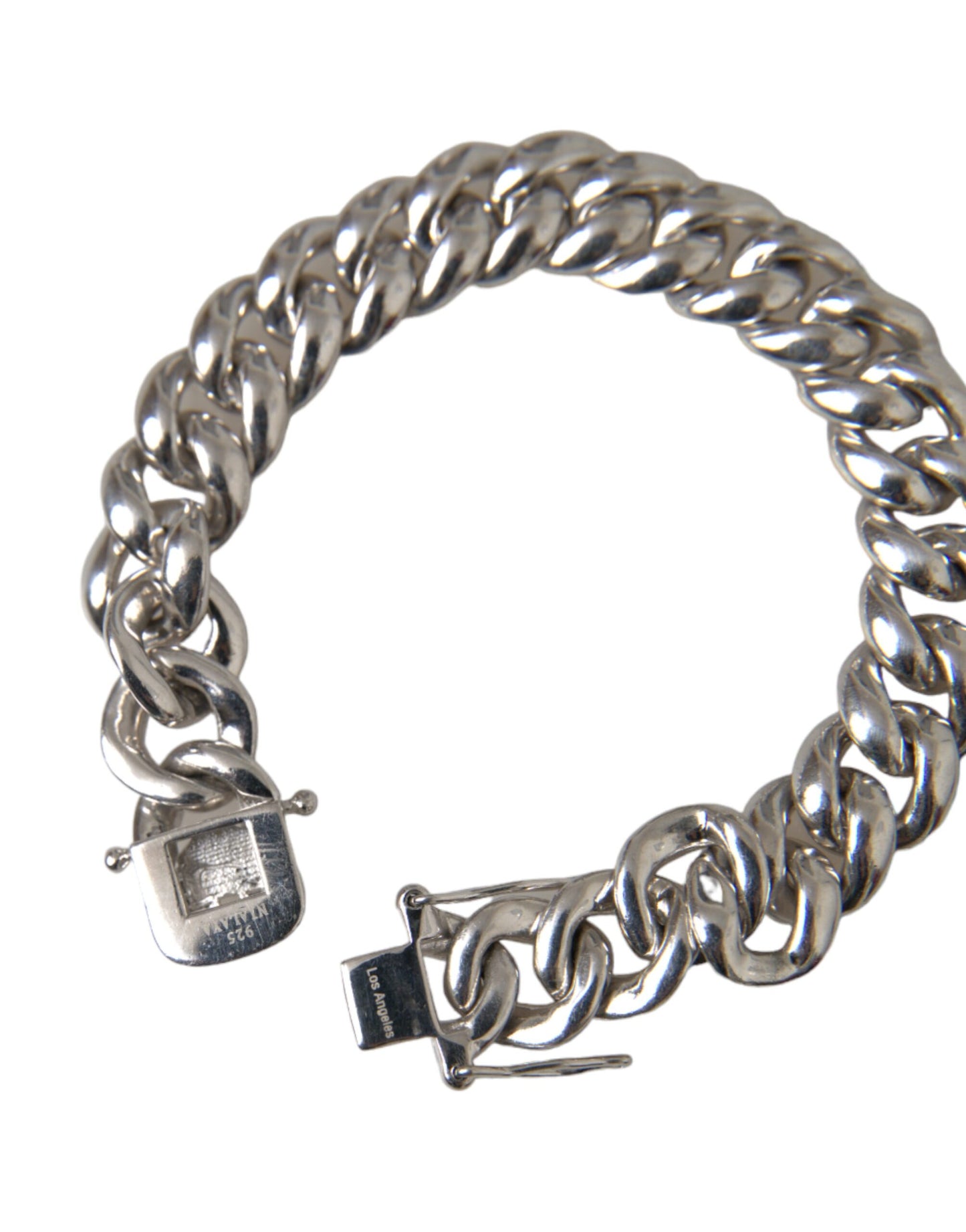 Nialaya Solid Heavy Curb Link 925 Sterling Silver Bracelet Men