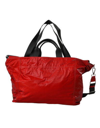 Dolce & Gabbana Red Nylon Calfskin Hand Shoulder Duffel Bag