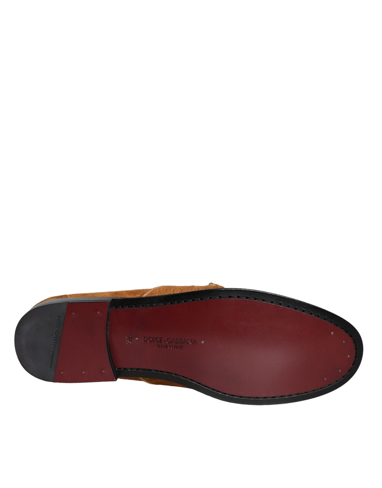 Dolce & Gabbana Brown Velvet Leather Logo Mocassin Slip On Shoes