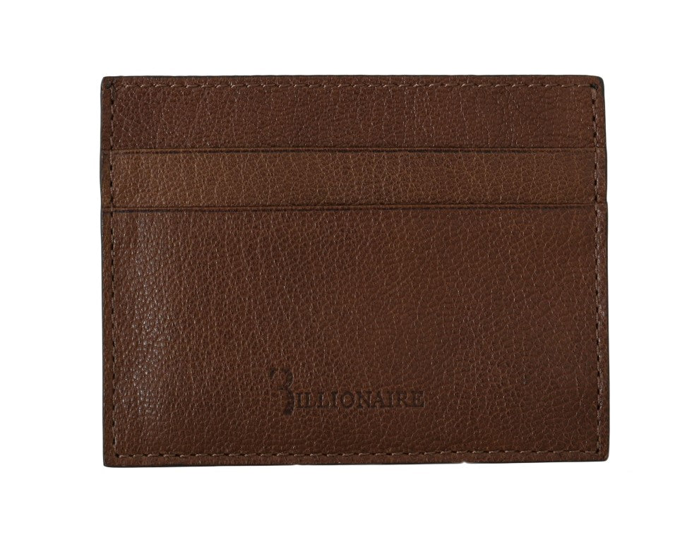 Billionaire Italian Couture Elegant Leather Men's Wallet in Brown