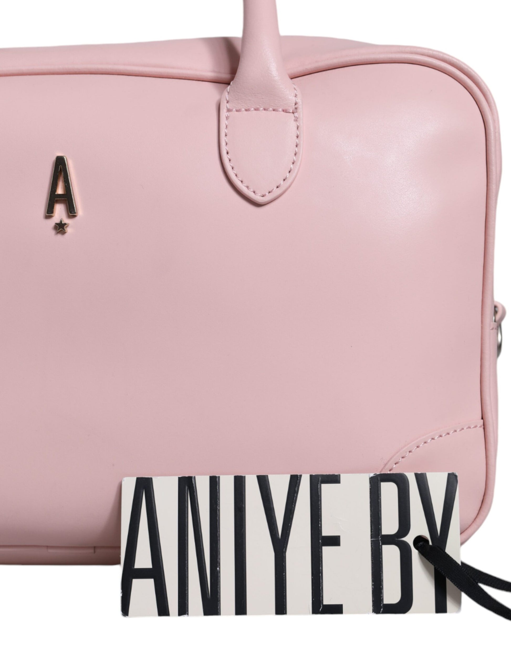 Aniye By Pink Leather Logo Top Handle Duffel Handbag Women Bag