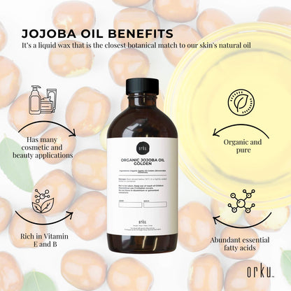 1L Organic Jojoba Oil - Golden Pure Cold Pressed Seed For Hair Skin Nails