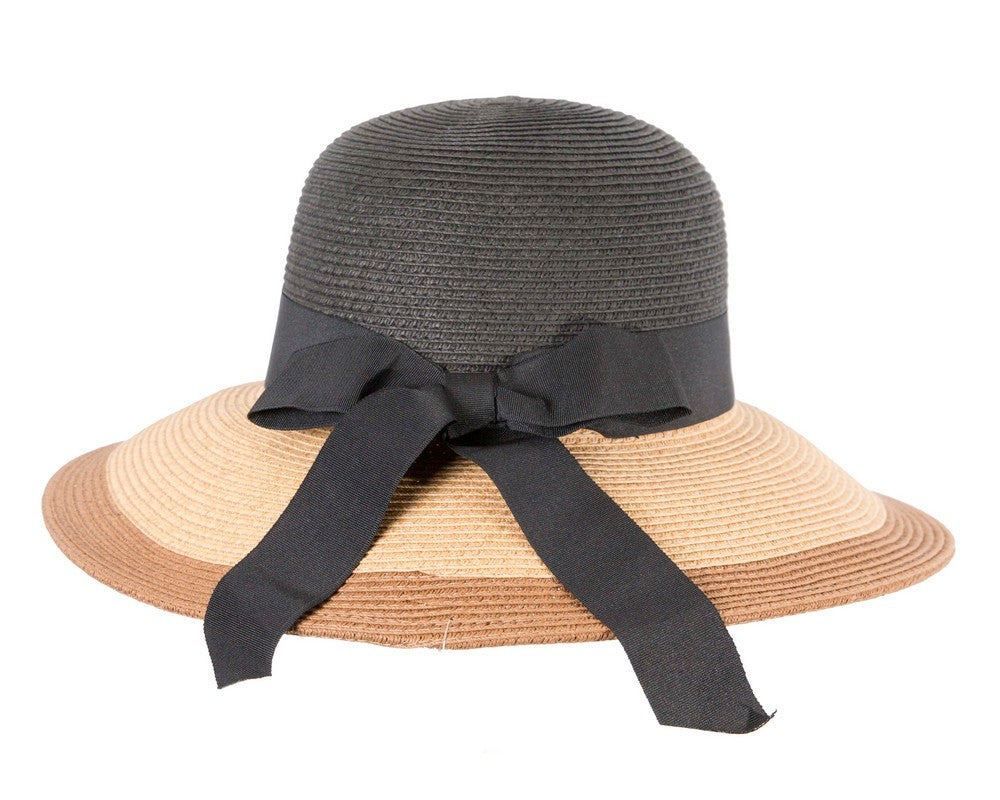 Black Tan Wide Brim Summer Hat