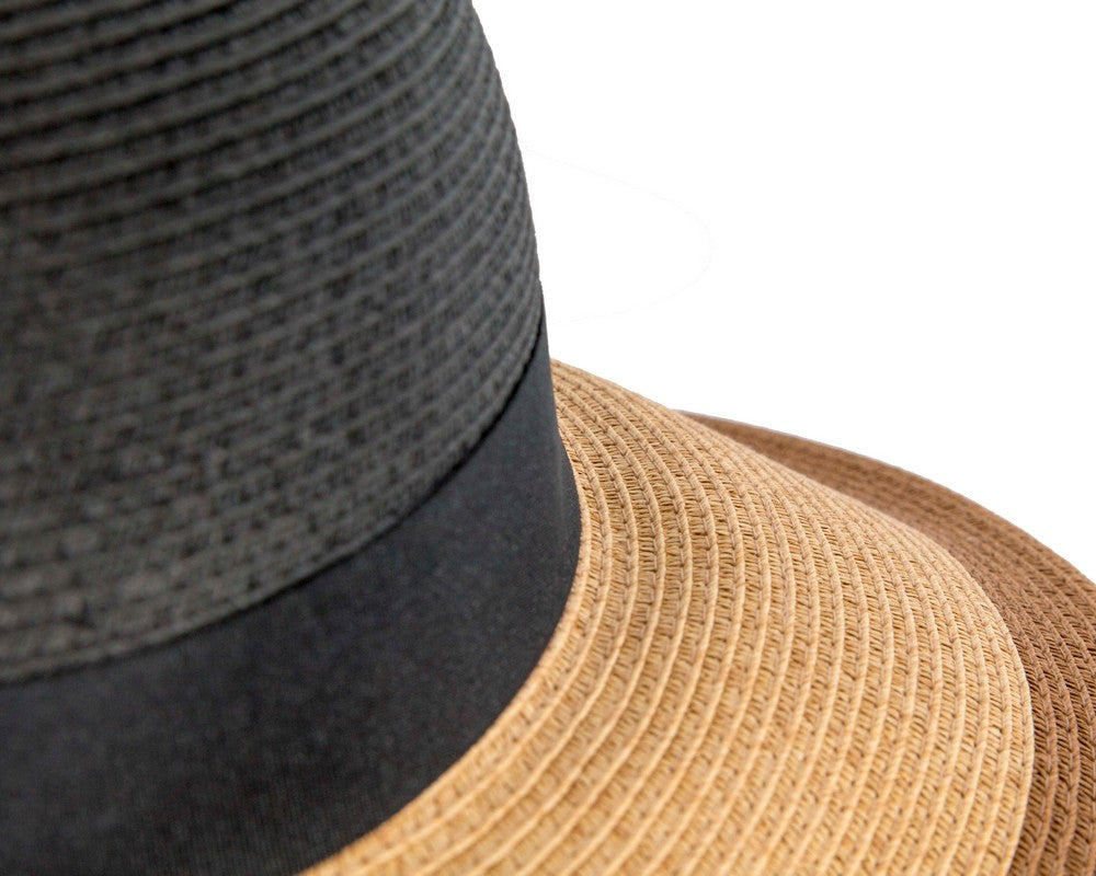 Black Tan Wide Brim Summer Hat