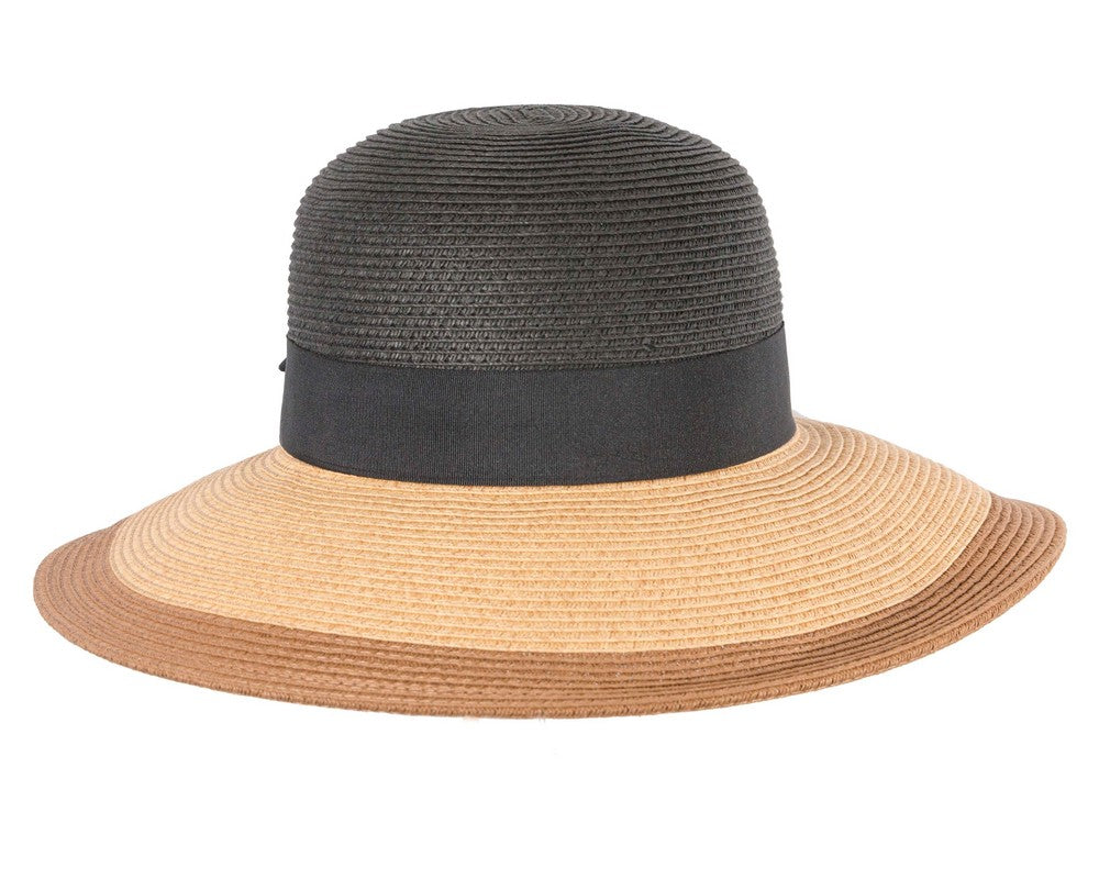 Black Tan Wide Brim Summer Hat