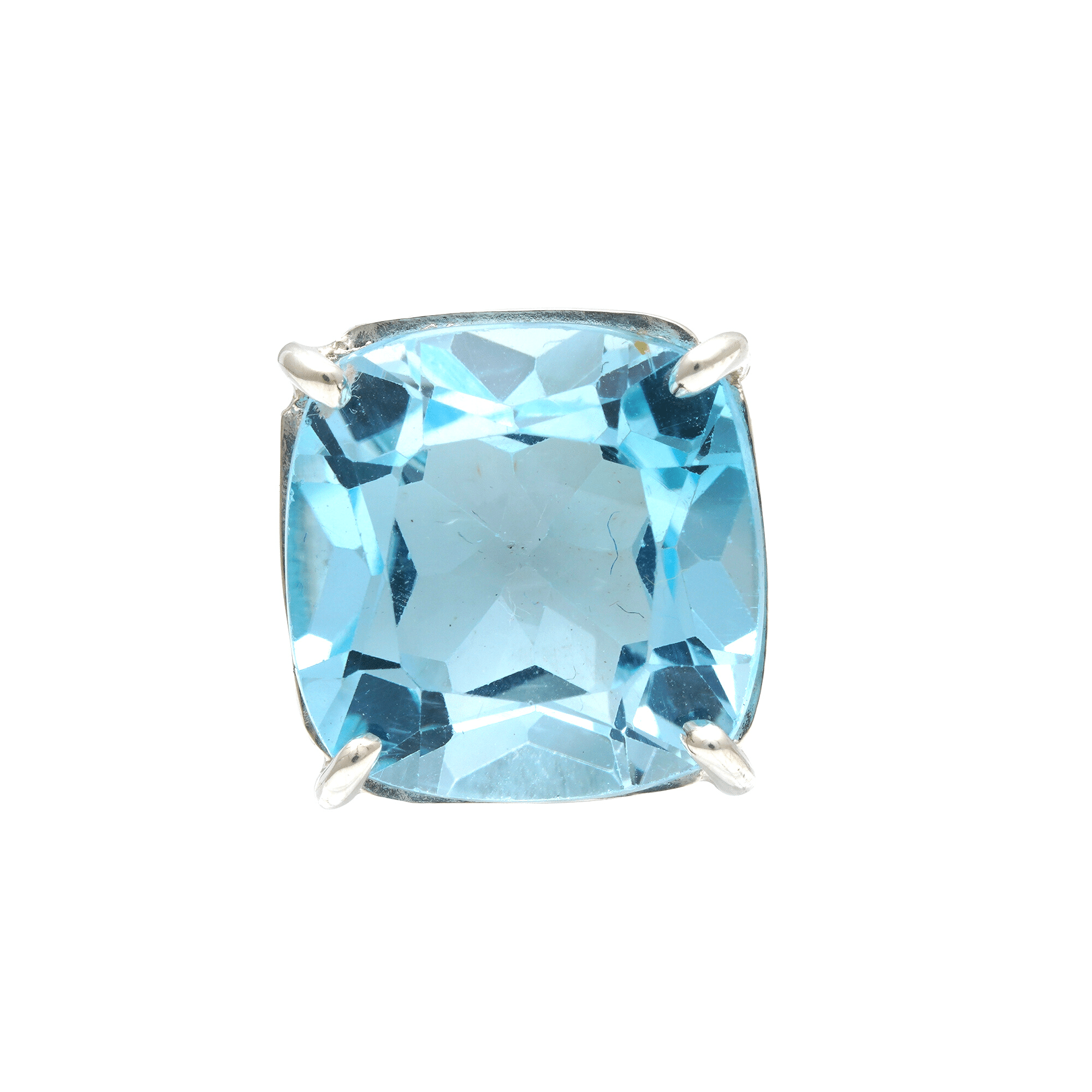 13 - 16 Ct Octagonal Cut Blue Topaz Stone Adjustable Cocktail Ring in US Size 7 in Silver Setting