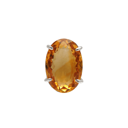 14-15 Ct Oval Cut Citrine Stone Adjustable Cocktail Ring in US Size 7