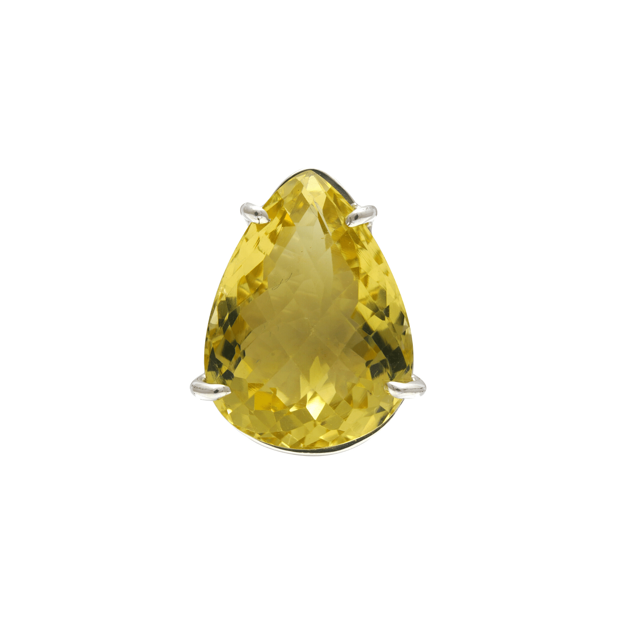 15 - 18 Ct Pear Cut Yellow Topaz Stone Adjustable Cocktail Ring in US Size 7 in Silver Setting