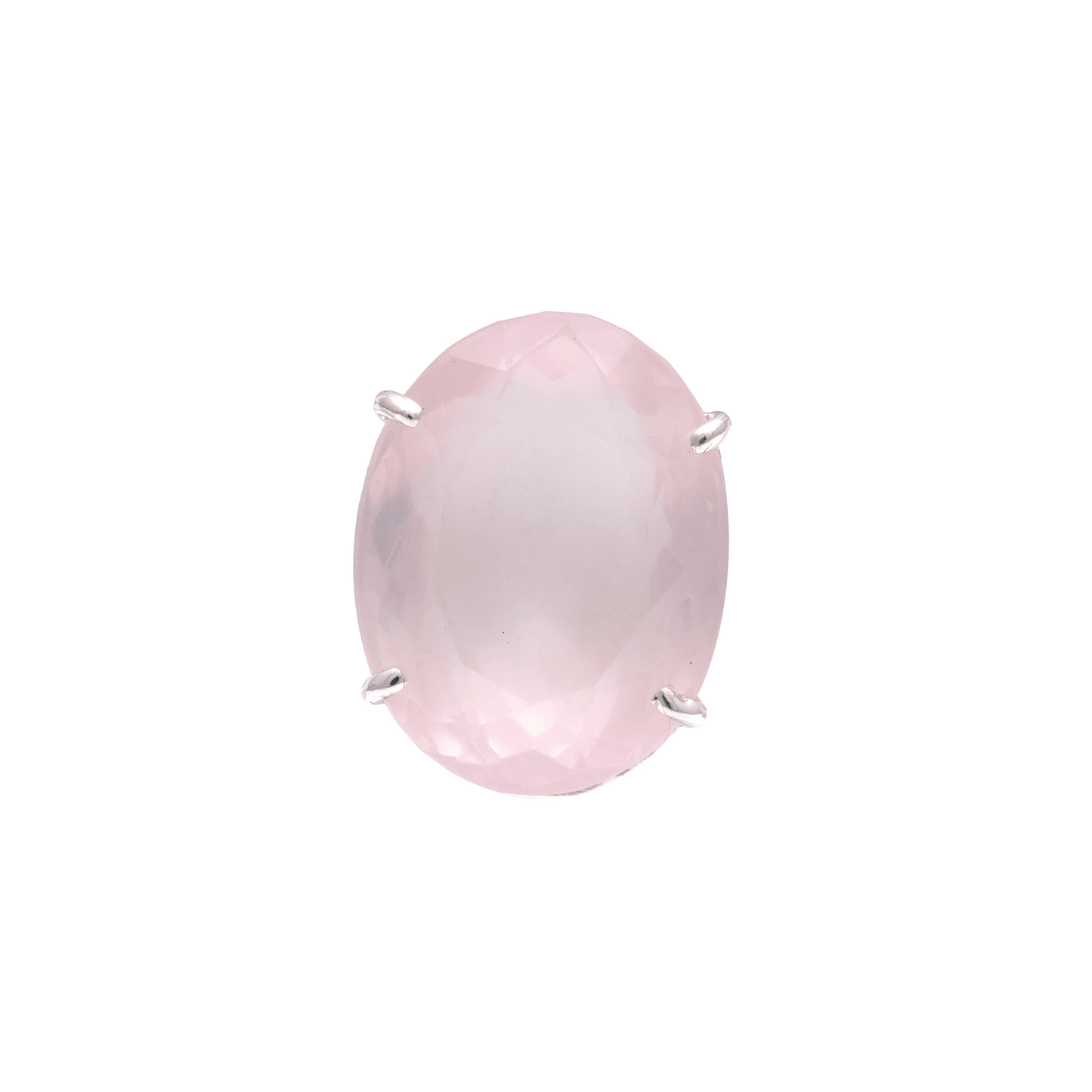 21 - 22 Ct Oval Cut Rose Quartz Stone Adjustable Cocktail Ring in US Size 7 in Silver Setting