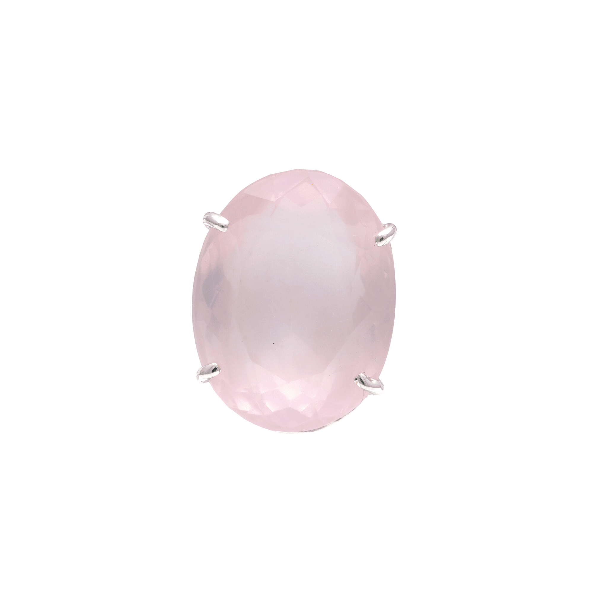 21 - 22 Ct Oval Cut Rose Quartz Stone Adjustable Cocktail Ring in US Size 7 in Silver Setting