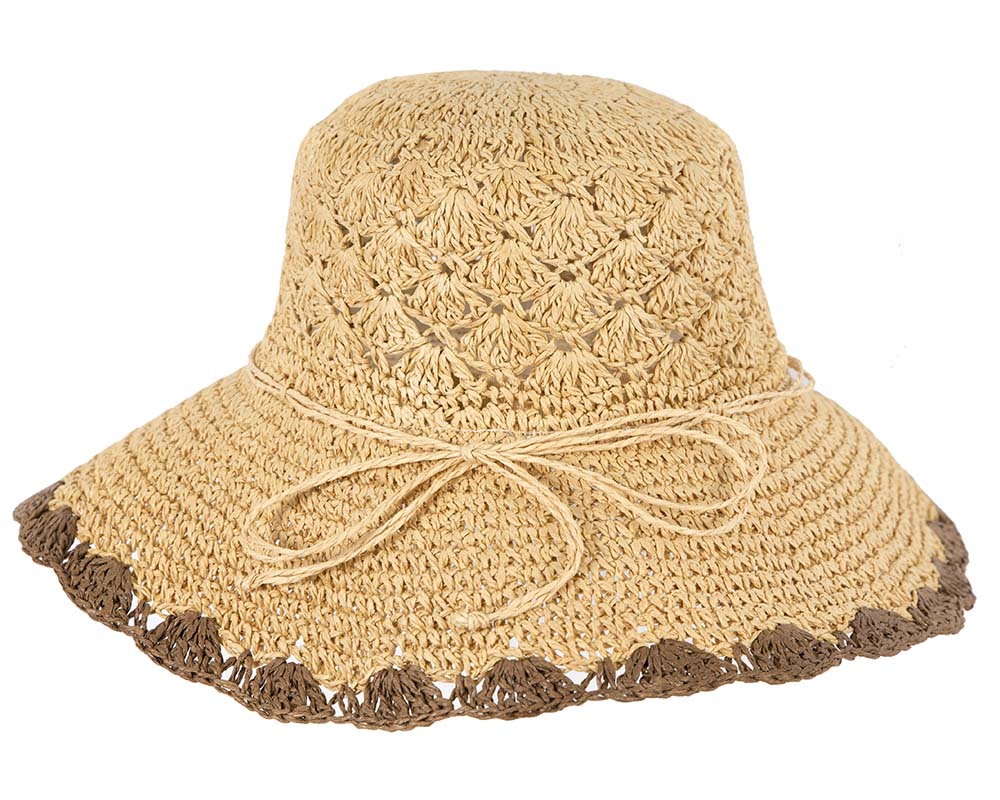 Soft wide brim ladies summer casual beach hat CS017NT