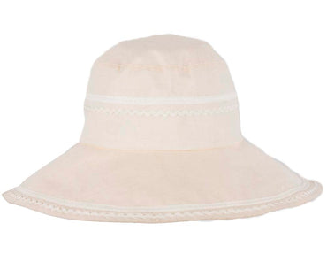 White ladies wide brim summer beach hat