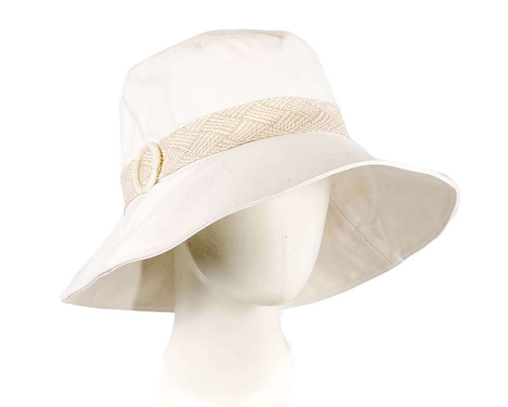 White ladies wide brim summer beach hat