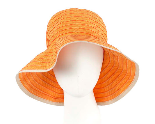 Orange ladies wide brim summer beach hat