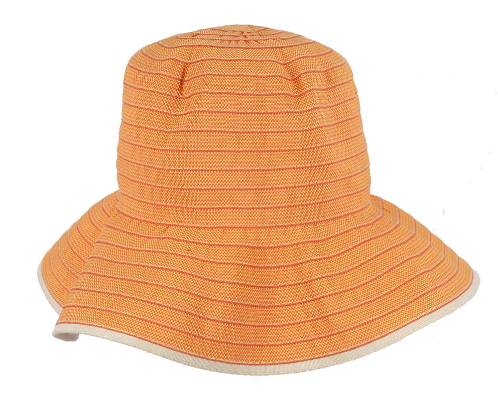 Orange ladies wide brim summer beach hat