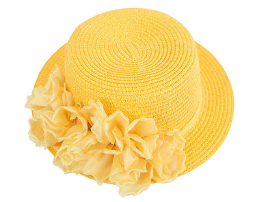 Straw yellow hat with silk flower