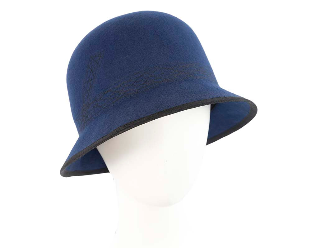 Navy ladies winter bucket hat by Cupids Millinery