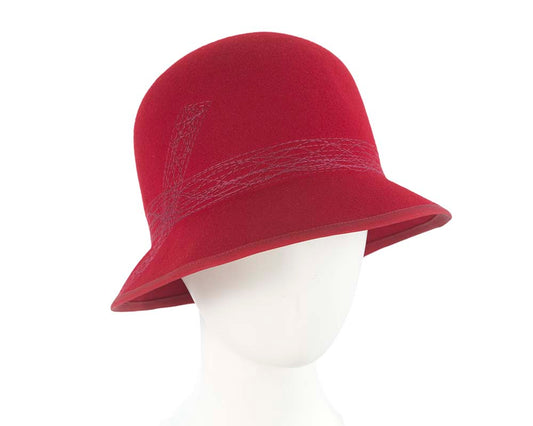 Red ladies winter bucket hat by Cupids Millinery