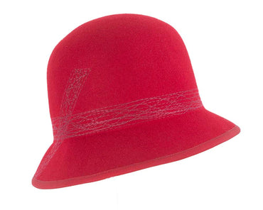 Red ladies winter bucket hat by Cupids Millinery