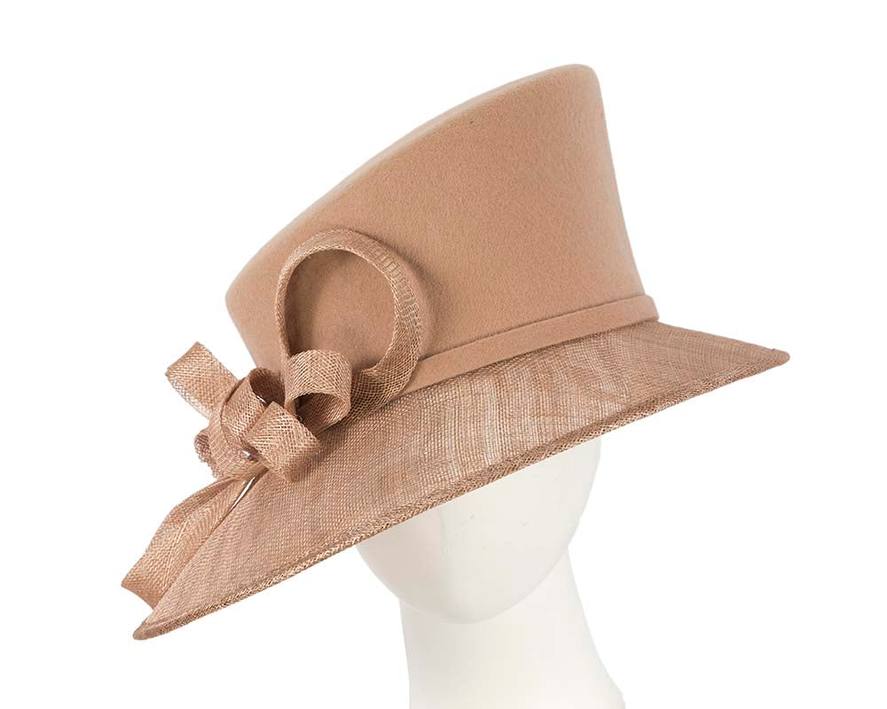 Beige ladies winter fashion hat by Cupids Millinery