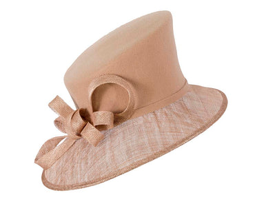 Beige ladies winter fashion hat by Cupids Millinery