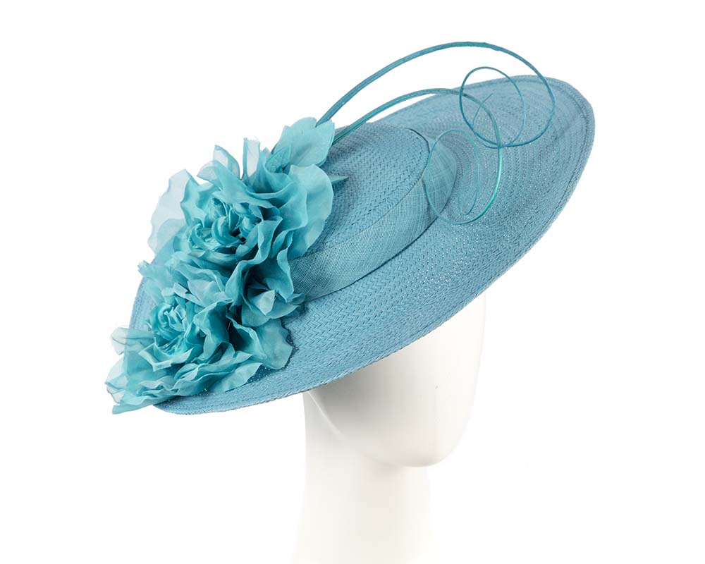 Bespoke blue fascinator by Cupids Millinery Melbourne