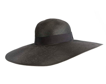 Wide brim black straw fashion hat