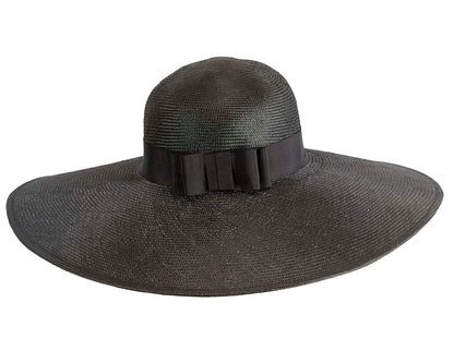 Wide brim black straw fashion hat