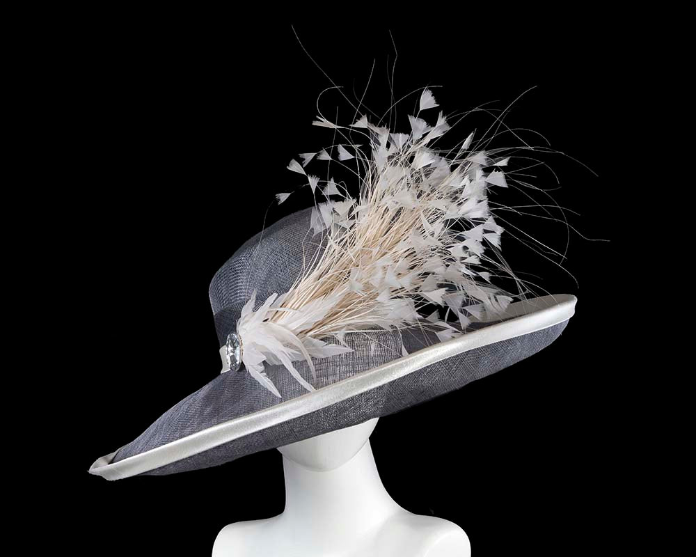 Large hat with feathers by Cupids Millinery