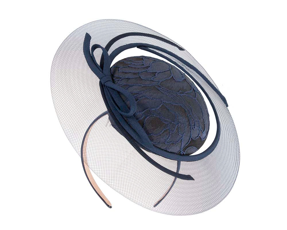 Exclusive navy cocktail hat by Cupids Millinery