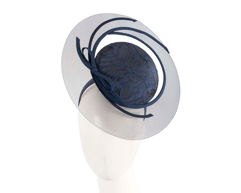 Exclusive navy cocktail hat by Cupids Millinery