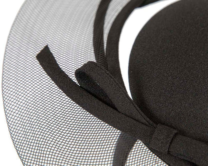 Exclusive black cocktail hat by Cupids Millinery