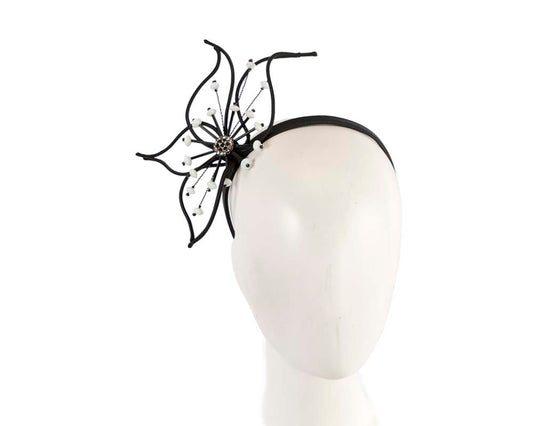 Bespoke black fascinator by Cupids Millinery