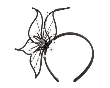 Bespoke black fascinator by Cupids Millinery