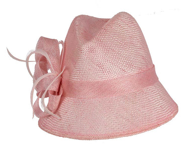 Pink straw fedora hat by Cupids Millinery