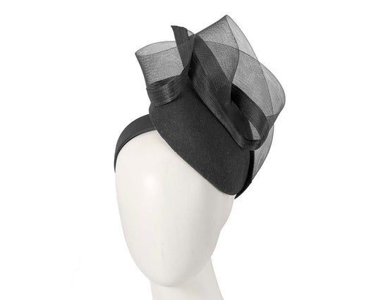 Black pillbox winter racing fascinator