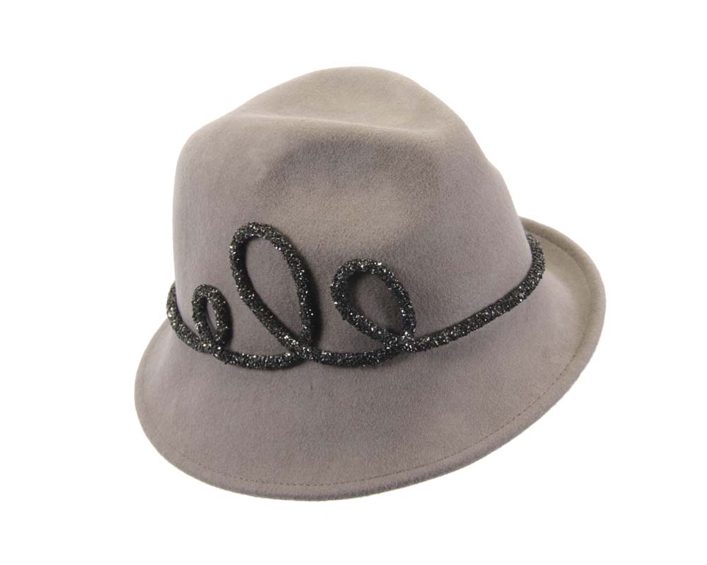 Designers grey felt ladies fedora hat